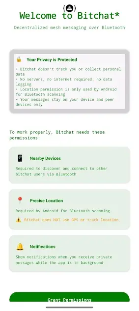 Screenshot of BitChat App